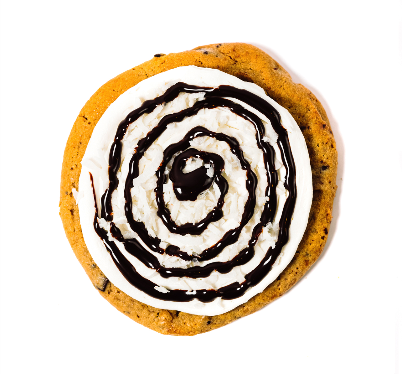 Coconut Choco-Swirl - Chocolate Chip Cookie, Chocolate Syrup, Coconut Flake