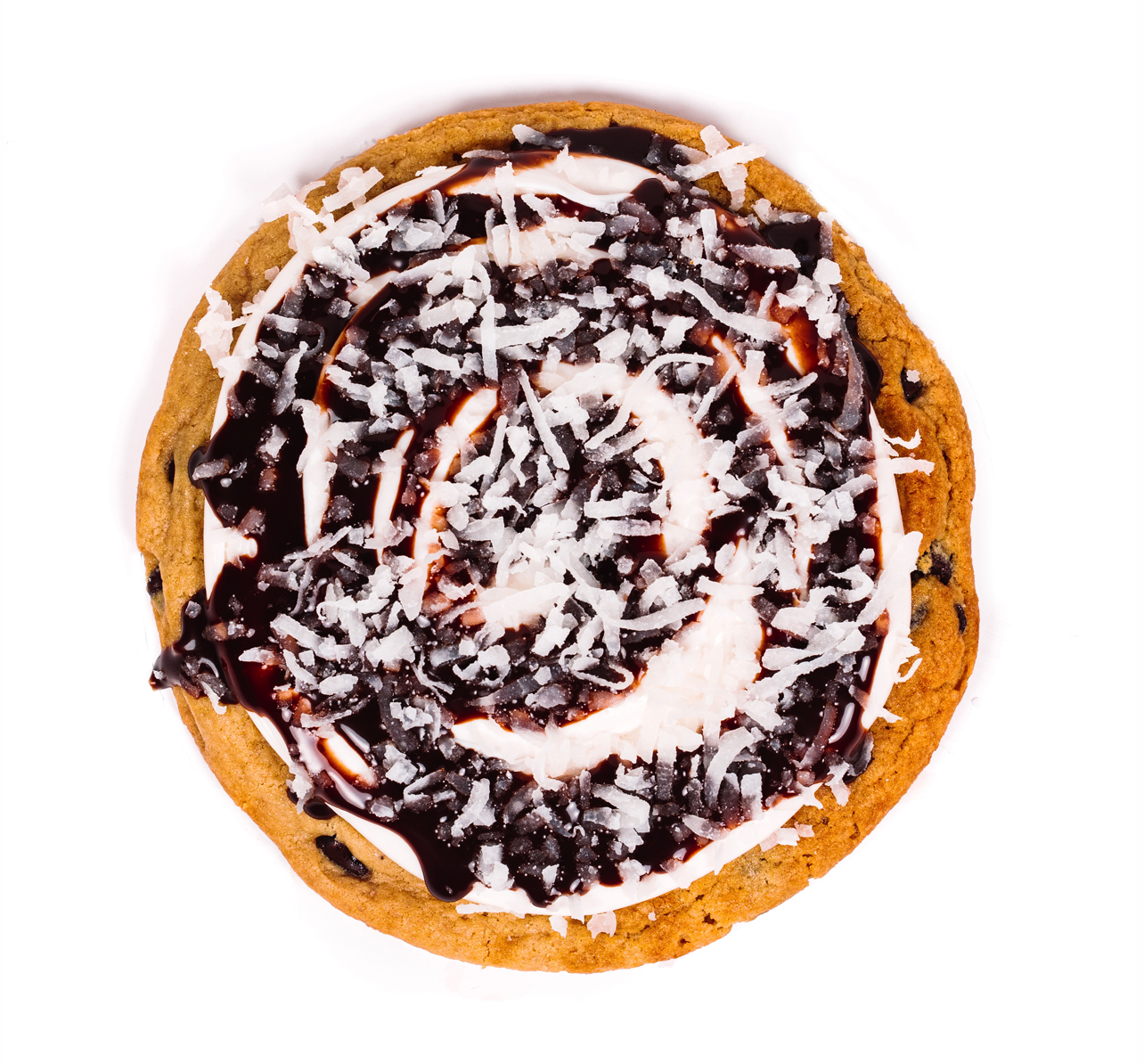 Coconut Choco-Swirl - Chocolate Chip Cookie, Chocolate Syrup, Coconut Flake